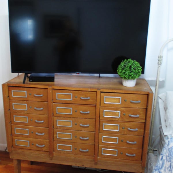 Fabulous Vintage Library Card Catalog Cabinet - 46" x 18" x 39" - 15 Drawers - Pick Up Only!!