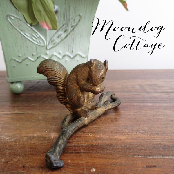 Antique Cast Iron Squirrel on a Branch