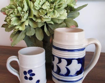 Vintage Williamsburg Souvenir Stoneware Handmade Pottery Steins / Salt Stoneware