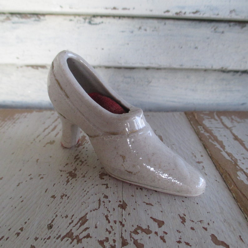 Petite Vintage Porcelain Shoe Pin Cushion