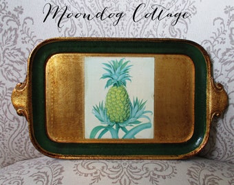 Vintage Venetian Florentine Gilt Pineapple Tray - Made in Italy