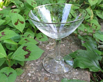 Set of Eight Elegant Etched Glass - Silver Rim - Champagne Glasses - 4 oz