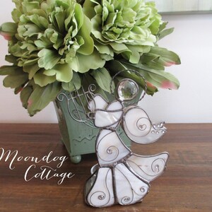 Vintage Capiz Shell & Stained Glass Angel Candle Holder