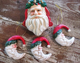 Beautiful Set of Christmas Santa Ornaments