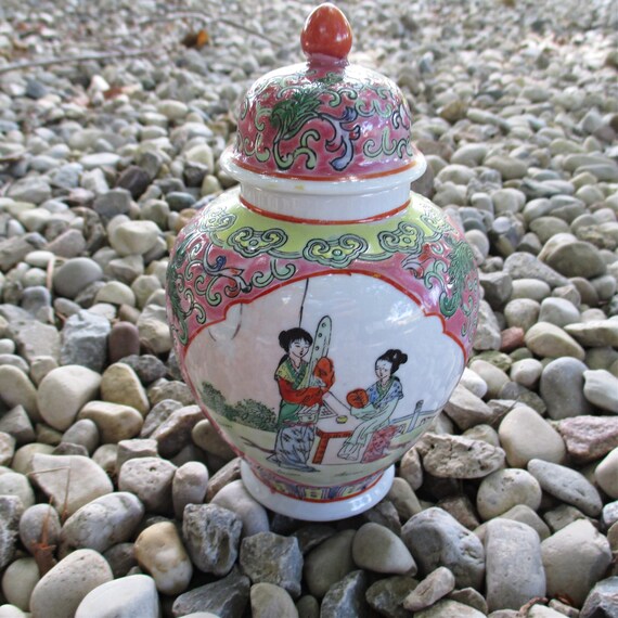 Vintage Temple Jar Ginger Jar Chinese Made in Macau Etsy