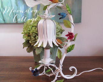 Vintage Toleware Tulip Table Lamp - Circa 1950's