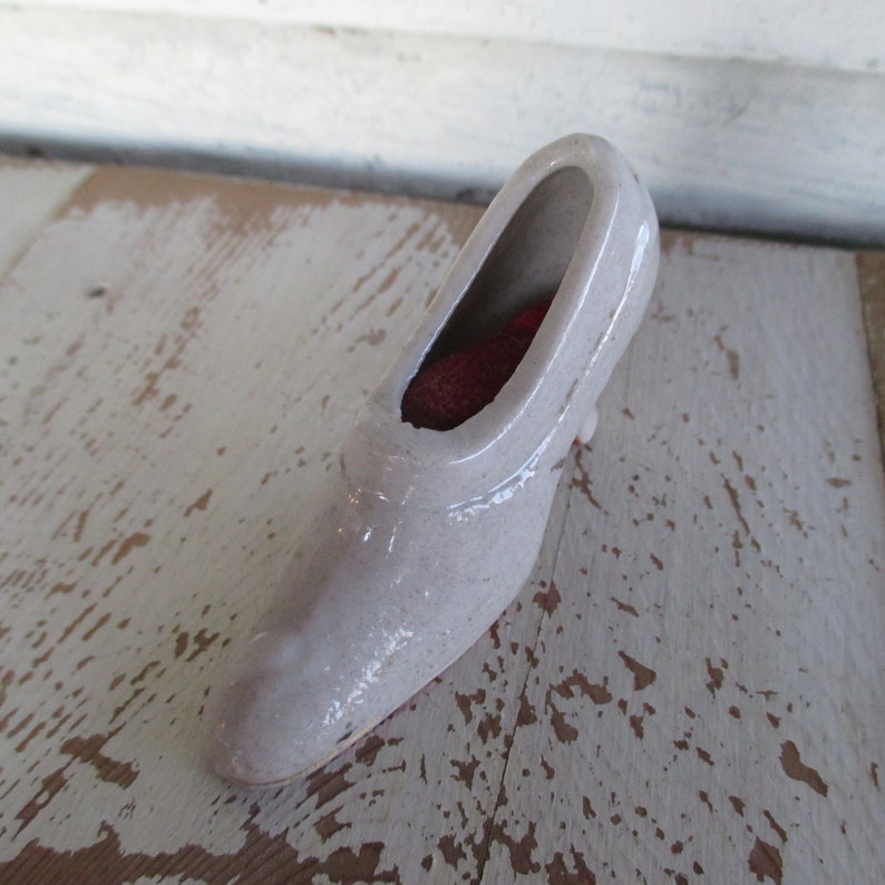 Petite Vintage Porcelain Shoe Pin Cushion