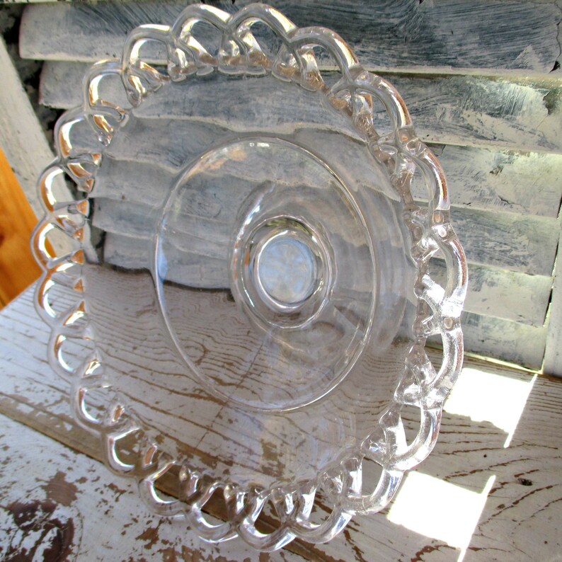 Fabulous Glass Pedestal Bowl With Lace Edge Etsy