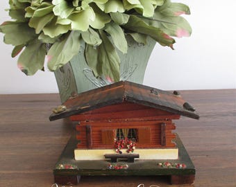 Vintage Swiss Chalet Music Box - 1960's -  Auf Wiedersehen