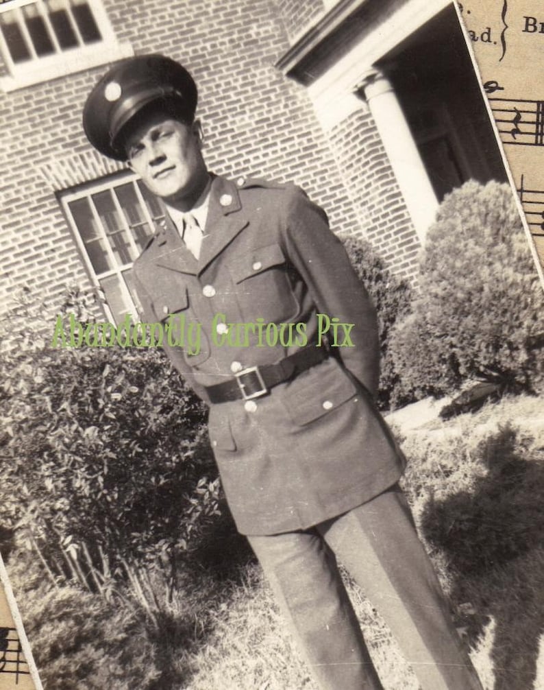 black and white military photo vintage original snapshot vintage soldier photo