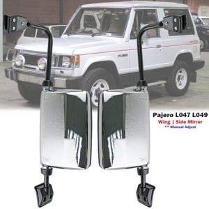 Chrome Right Exterior Side Mirror For Mitsubishi Pajero Montero L047 L049 82-91 Express Ship