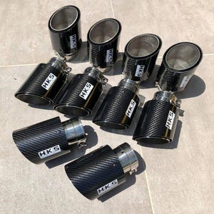Limited HKS HI-Power Carbon Fibre Exhaust Tail Pipe With Clamps Inlet 2.5&quot;  Express Ship