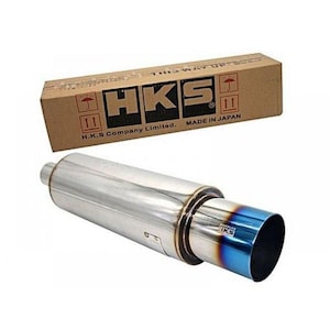 HKS HI-POWER Titanium Face Blue Exhaust Muffler Inlet 3&quot; Outlet 4.5&quot; Express Ship