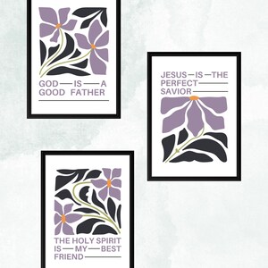Nursery Wall Art Prints (Purple) | Set of 3 | Modern Christian Art | Flower Nursery | Wildflower Decor | Girl Nursery Decor | Bible Verse
