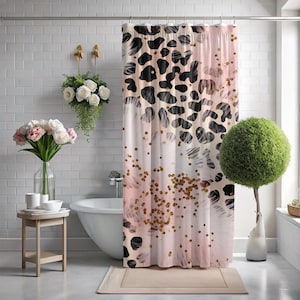 Chic Leopard Print Shower Curtain, Stylish Bathroom Decor, Modern Design Shower Curtain, Animal Print Shower Curtain, Elegant Shower Curtain