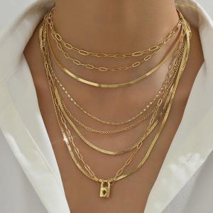 multi-layered gold chain necklace