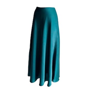 Teal Satin Skirt - Classy Women’s silky skirt – Elegant Office Skirt | Old Money Aesthetic, Casual Silk Outfit, Summer Skirt - Gift for her