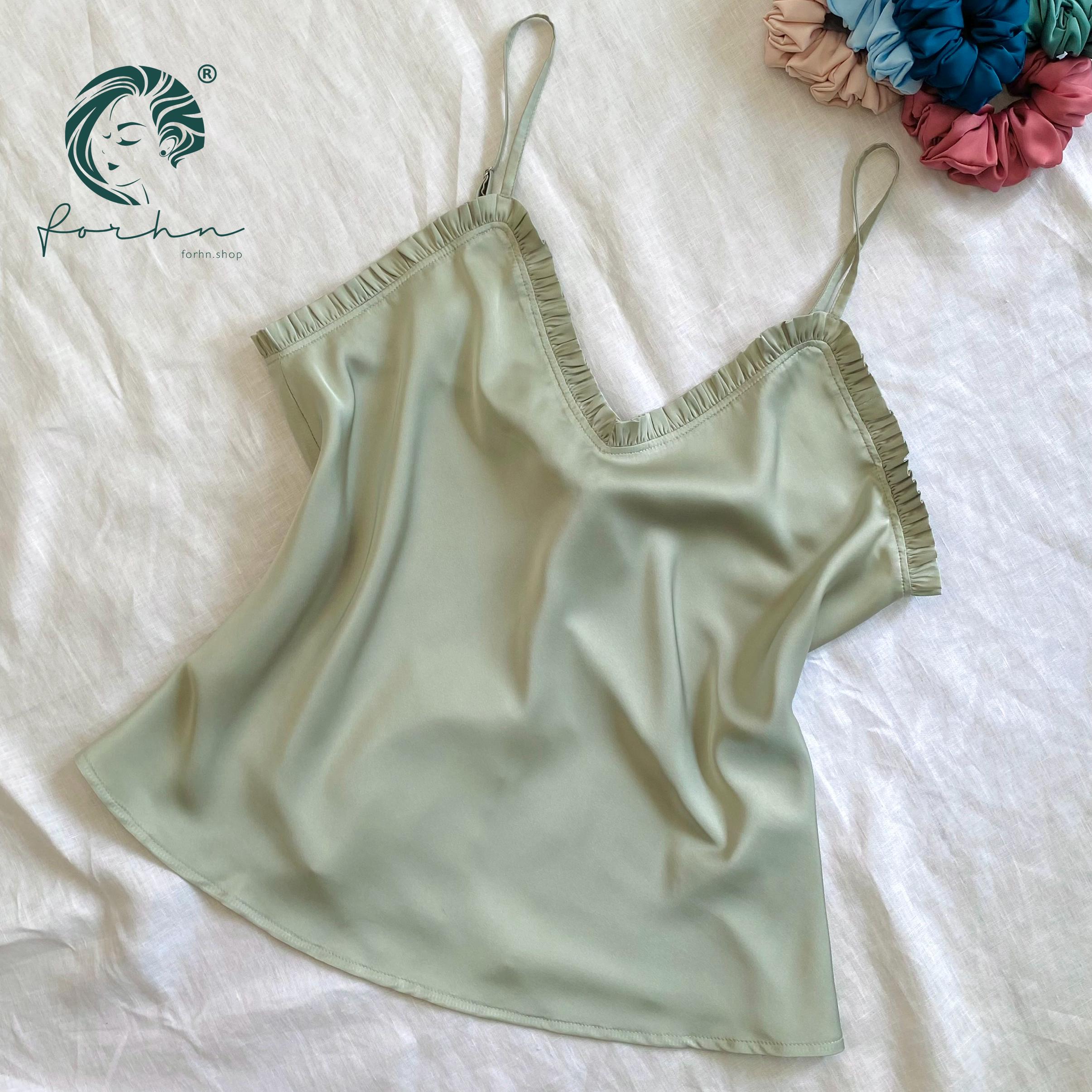 SANA Satin Camisole Set | Pastel Green Cami & Shorts | Custom Colors ...