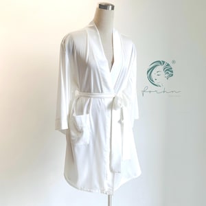 White Satin Robe: Kimono Bridal Party Loungewear