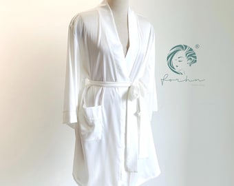 White Satin Robe: Kimono Bridal Party Loungewear Can custom colors Women's Sleepwear Bride Gift