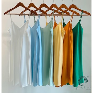 Silk Slip Dress, custom colors, V-neckline satin slip dress - Joie, Silk Nightdress, Satin Nightgown, Bridesmaid Gift, Perfect Gift for Her
