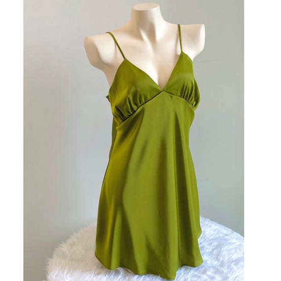 green dress for bachelorette party Satin Slip in Grass Green, White, Custom Colors/length - Bridesmaid & Dress watermark_1025