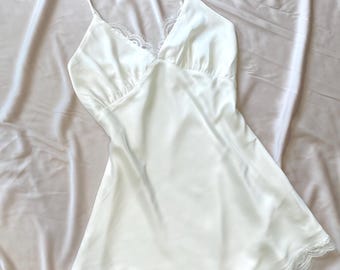 White Satin Slip Dress | Bridal Lingerie Nightgown & Wedding Morning Outfit | Custom Color Bridesmaid Sleepwear