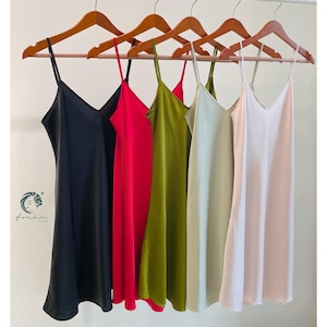 Silk Slip Dress Joie, custom colors, V-neckline satin slip dress, Silk Nightdress, Satin Nightgown, Luxury Loungewear, Perfect Gift for Her