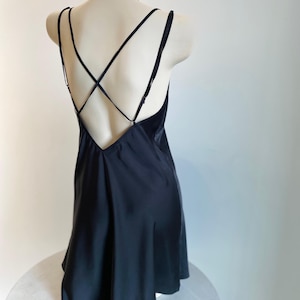 Backless Slip Dress in Black, custom colors | Sexy Satin Nightgown for Women, Satin Lingerie Dress,  dress in Red, Romantic Gift for Bride