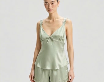 Satin Cami Shorts Set, Women’s Loungewear, Honeymoon Pajamas, Bridal Sleepwear, Wife Gift, Bridesmaid Gift