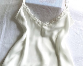 Silky Cami & Shorts Set White Camisole Pajamas for Women Wedding Morning Bridal Shower Gift