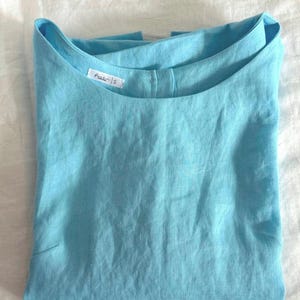 Handmade Linen Blouse | Button Back Short Sleeve Top | White Linen Shirt for Women & More image 12