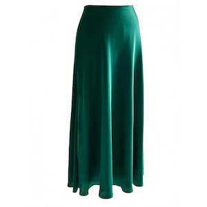 Green Satin skirt, custom colors White | Silky wedding skirt | High-Waist Bias Cut Skirt | Maxi Skirt - Silk satin Skirt for Weddings & Work