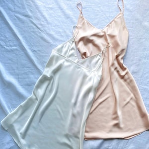 Women silk dress, silk sleepwear, Underslip Petticoat, Slip Dress/Silk Nightgown For Bride/bridesmaid dress/White Dressing Gown/Gift for Her