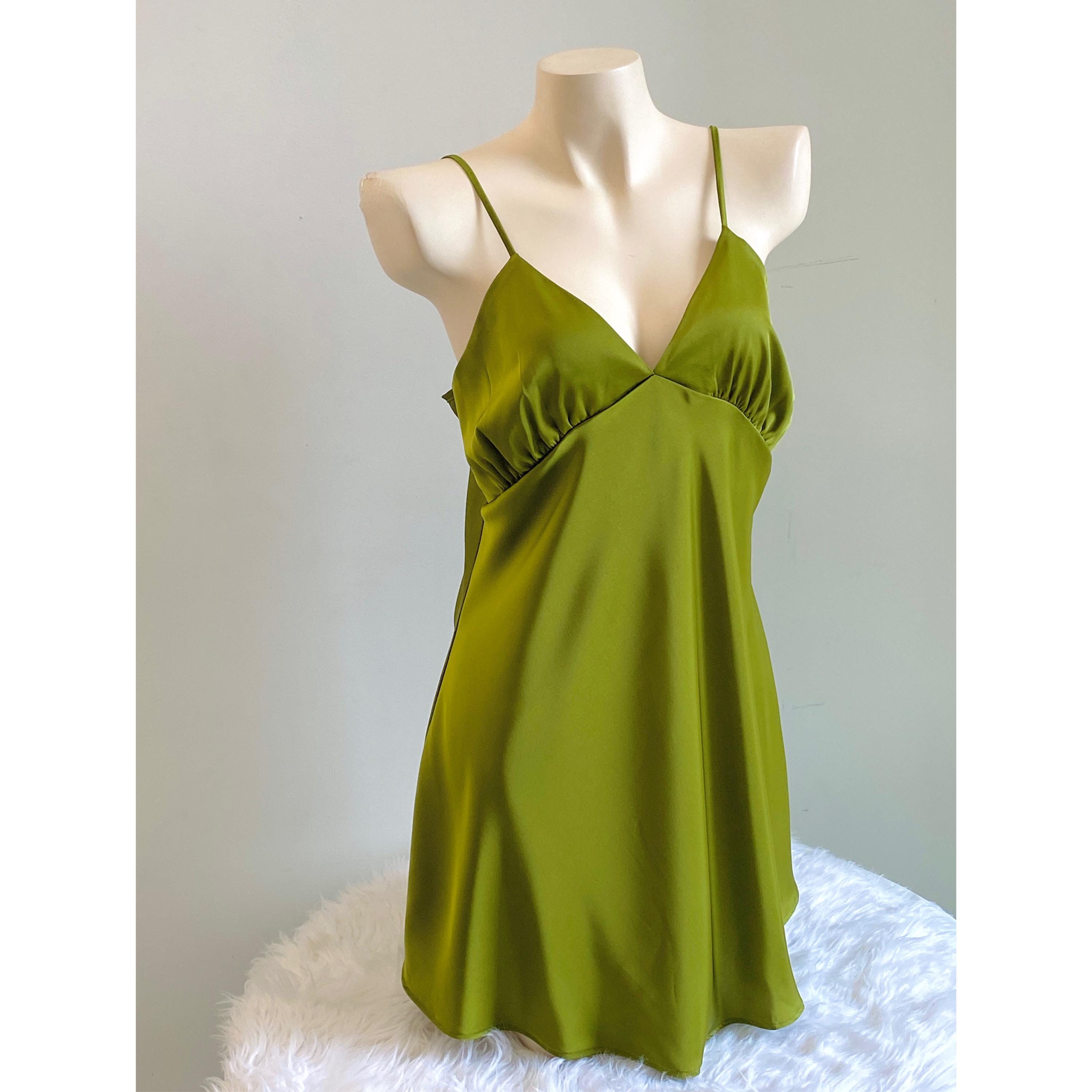 lime green silk slip dress Women's Adonia Satin Slip Dress