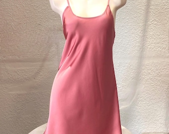 Rose Pink Silk Blend Slip Dress: Women’s Mini Nightgown | Bridal & Bridesmaid Dress in Custom-Colors