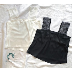 Lace Trim Satin Cami Top | Bridal Lingerie, Handmade