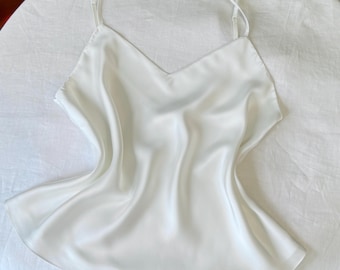 Satin Camisole Top or Set – Silky Pajamas for Women, White Bridal Sleepwear, Bridesmaid Gift