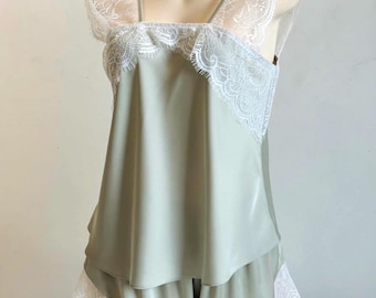 Lace Satin Cami And Shorts Summer Pajamas Set Bridal Sleepwear Bachelorette Party Bridesmaid Gift
