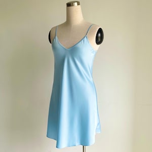 Silky Slip Dress: Elegant Sleepwear, Underslip Petticoat | Women’s Nightgown & Summer Satin Dress LIGHT BLUE