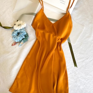 Silky Slip Dress: Elegant Sleepwear, Underslip Petticoat | Women’s Nightgown & Summer Satin Dress APRICOT