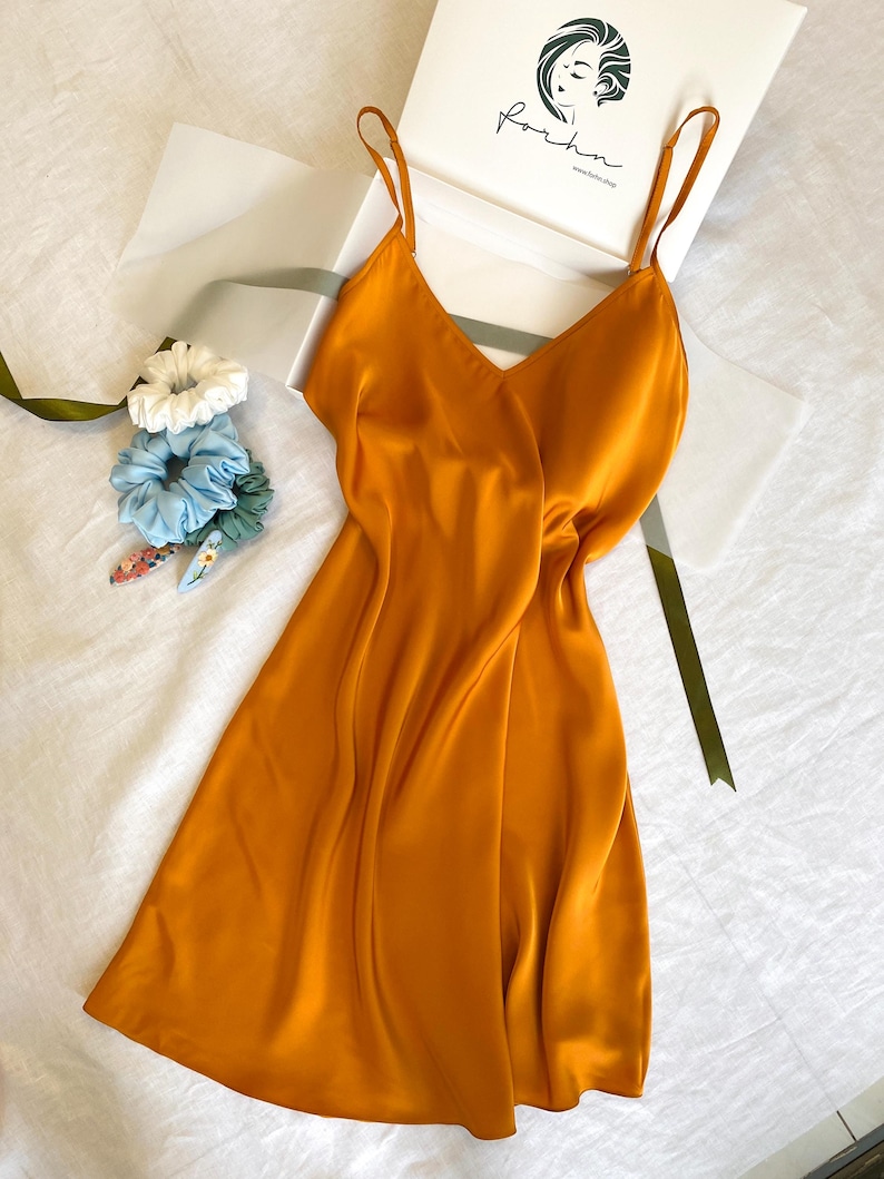 Silky Slip Dress: Elegant Sleepwear, Underslip Petticoat | Women’s Nightgown & Summer Satin Dress APRICOT