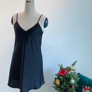 Silky Slip Dress: Elegant Sleepwear, Underslip Petticoat | Women’s Nightgown & Summer Satin Dress BLACK