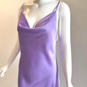 Purple Satin Cowl Neck Midi Dress: Bridesmaid, Wedding, Party