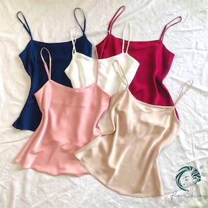 Satin Cami Top: Custom color Loungewear Gift For Her, Bridal & Bridesmaid - Women&#39;s Camisole Pajamas