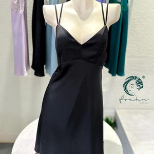 Backless Silk Slip Dress in Black, Red, Custom Colors White, Satin Cross Back Nightdress, Openback Silk Dress, Bridesmaid Gift, Gift for Her