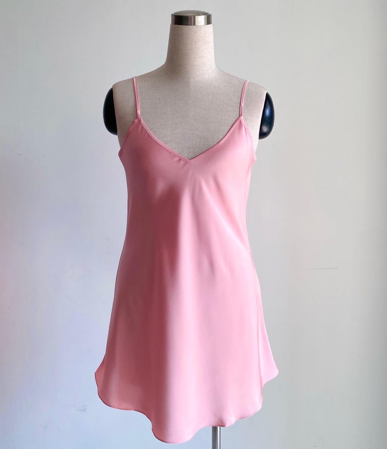 Silky Slip Dress: Elegant Sleepwear, Underslip Petticoat | Women’s Nightgown & Summer Satin Dress PINK