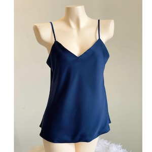 Satin Cami: Double-Layered Camisole Pajamas for Women, Office Satin Top in Navy-blue, Gold, and Custom