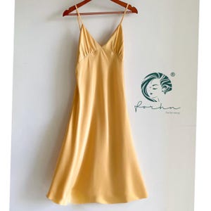 Yellow Silk Dress – Midi & Maxi Custom Slip Dress | Satin Summer Cami Dress in Gold – Bridesmaid Gown, Resort Wear, Evening Cocktail Dress