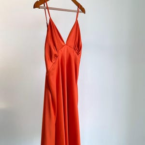 Burnt Orange Satin Slip Dress: Handmade Bridal Bridesmaid Nightgown